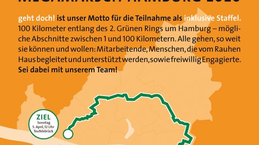 Plakat zum Megamarsch um Hamburg herum.