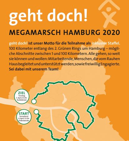 Plakat zum Megamarsch um Hamburg herum.
